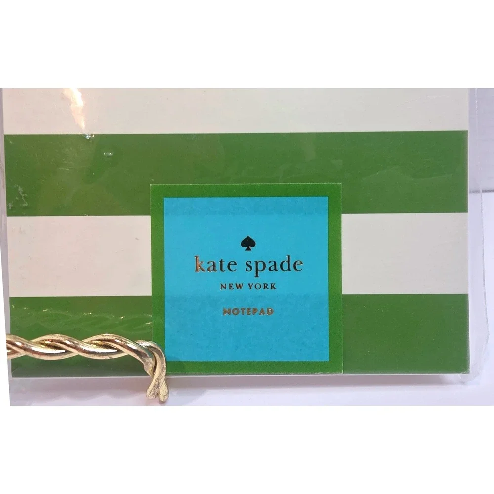 Kate Spade New York Notepad Set Dear Babysitter Pet Sitter Blue Green Stripe 2pk